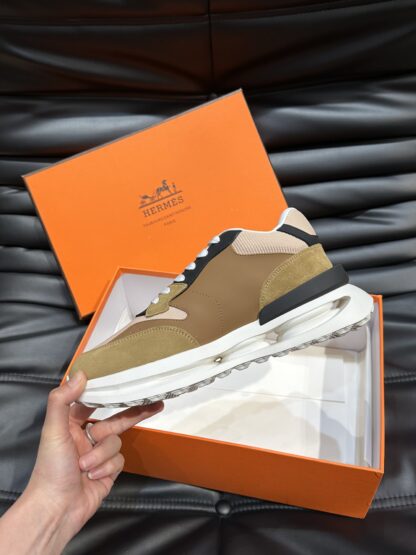 Hermes men's thick-soled apricot brown fashion casual sports shoes - Image 6