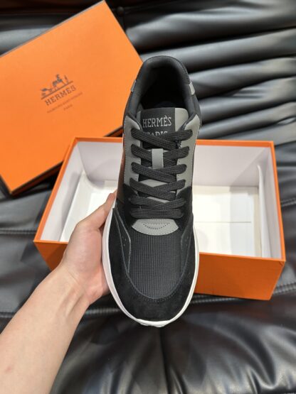 Hermes men's thick-soled black and gray fashion casual sports shoes - Image 6