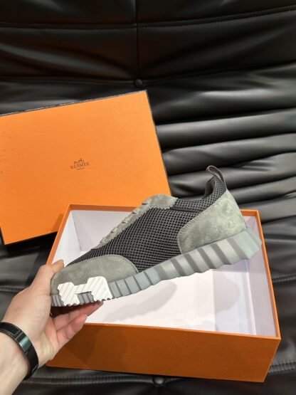 Hermes grey and black all-match casual sneakers - Image 6