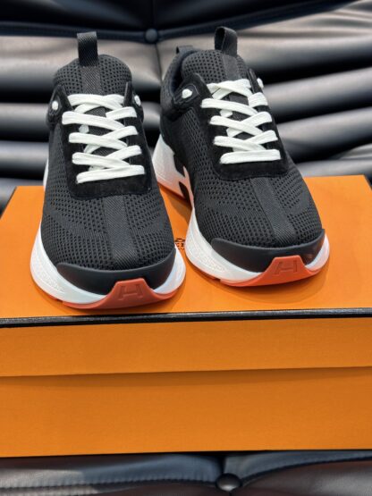 Hermes high-end men's fashion black casual breathable simple sports shoes - Image 6