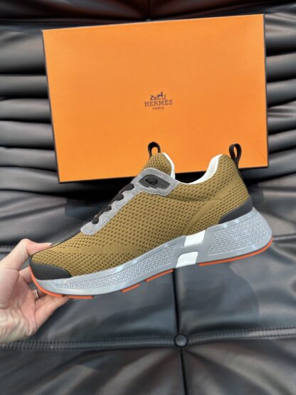 Hermes high-end men's fashion yellow-gray casual breathable simple sports shoes - Image 6