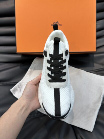 Hermes high-end men's fashion white and black casual breathable simple sports shoes - Image 6