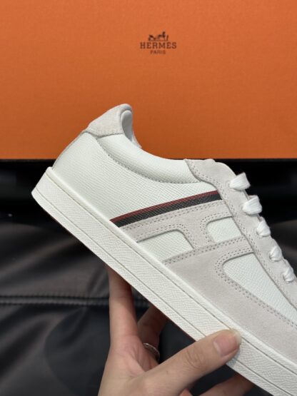 Hermès men's lightweight low-top white and gray casual sneakers - Image 6
