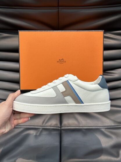 Hermès men's lightweight low-top white and brown casual sports shoes - Image 6