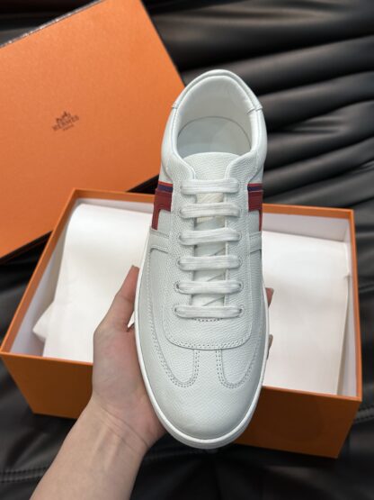 Hermès men's lightweight low-top white and red casual sports shoes - Image 6