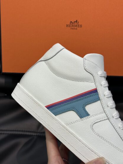 Hermes men's white and blue soft and comfortable high-top casual sports shoes - Image 6