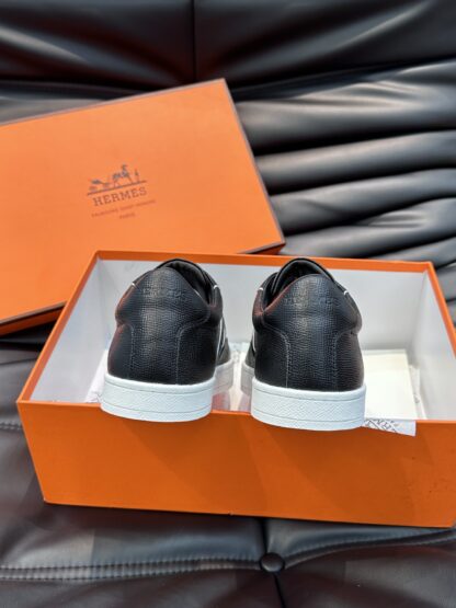 Hermès men's soft and lightweight black and white low-top casual sneakers - Image 6