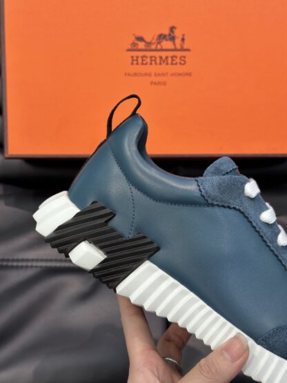 Hermès Men's Soft Lightweight Dark Blue Low-Top Casual Sneakers - Image 6