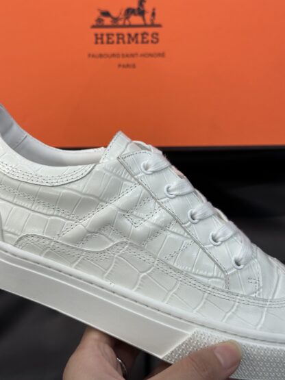 Hermès Men's Soft Light White Low-Top Casual Sneakers - Image 6