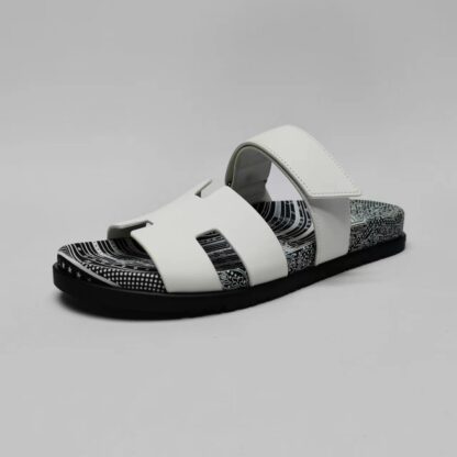 Hermès Couple Braided Black and White Slippers - Image 6