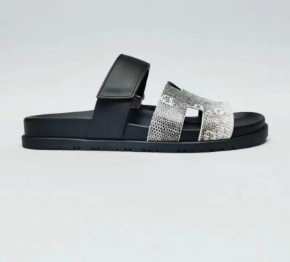Hermès classic black and silver couple woven slippers - Image 6