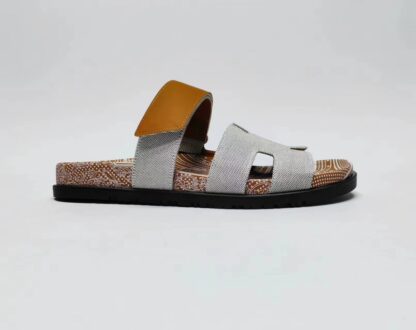 Hermès classic gray-brown couple woven slippers - Image 6