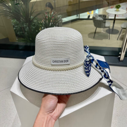 Dior bow ribbon straw hat - Image 7