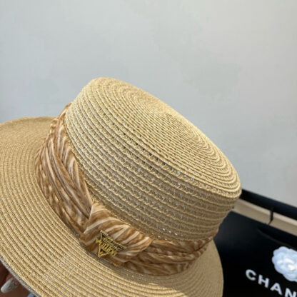 Louis Vuitton Gold and Straw Hat - Image 6