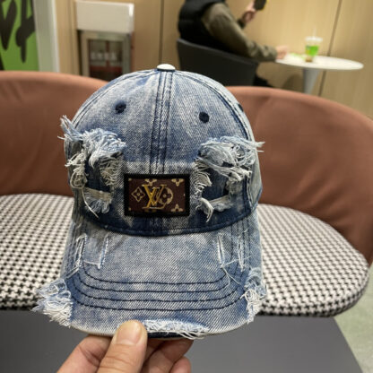 Louis Vuitton denim ripped baseball cap - Image 7