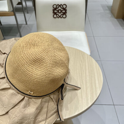 Hermes summer new knitted bow sun hat - Image 6