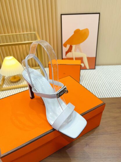 Hermès new pure handmade white comfortable stiletto sandals - Image 6