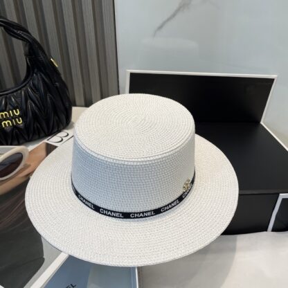 Chanel versatile high-end flat top straw hat - Image 6