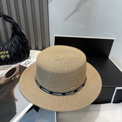Chanel all-match high-end flat top straw hat - Image 6