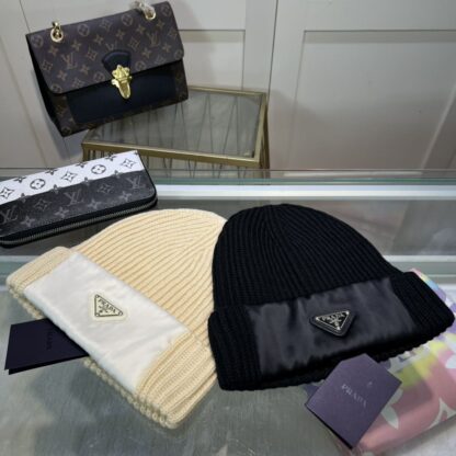 Prada autumn and winter thick warm knitted hat - Image 6