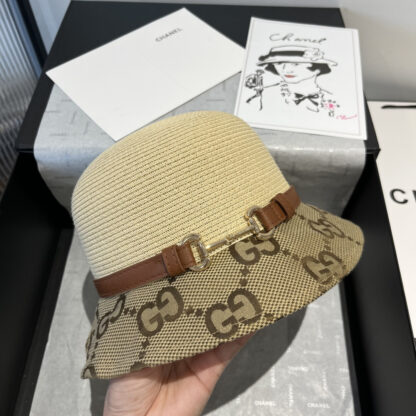 Gucci leather belt style straw hat - Image 6