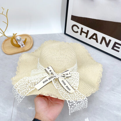 Miu Miu Straw Hat with Lace - Image 7