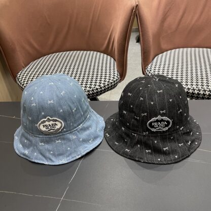 Prada Bow Denim Bucket Hat - Image 6
