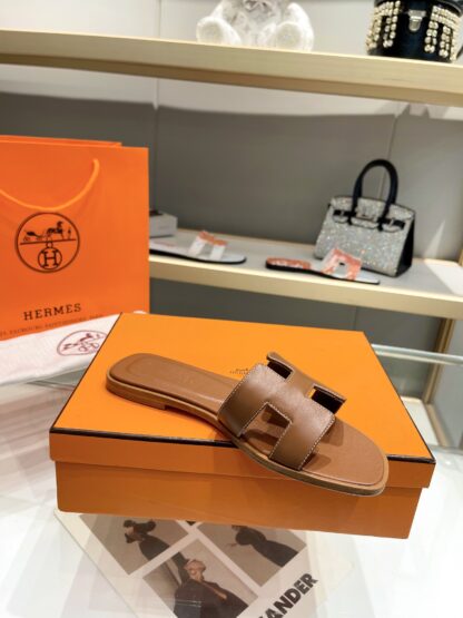 Hermès early spring new brown handmade slippers - Image 6