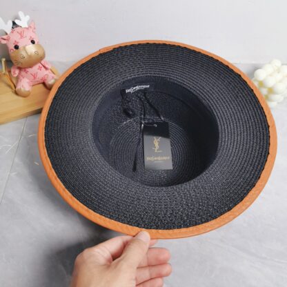 Yves Saint Laurent popular flat top straw hat - Image 6