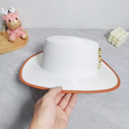 Yves Saint Laurent popular flat top straw hat - Image 6