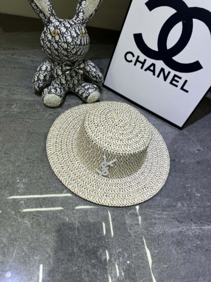 Yves Saint Laurent popular flat top straw hat - Image 6