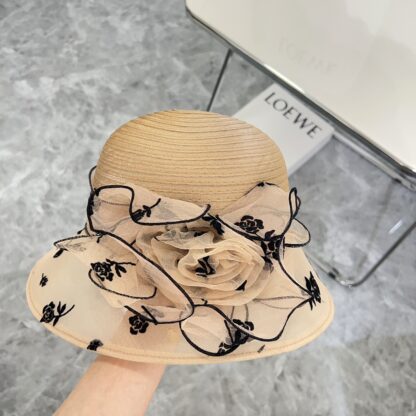 Yves Saint Laurent Organza Holiday Style Basin Hat Straw Hat - Image 6
