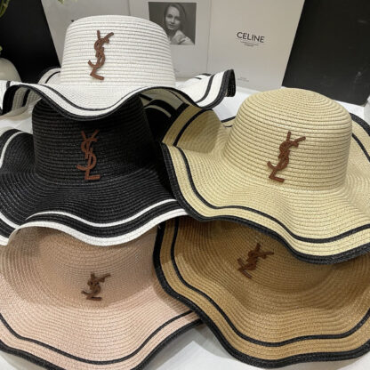 Yves Saint Laurent color matching lotus edge top hat basin hat straw hat - Image 6