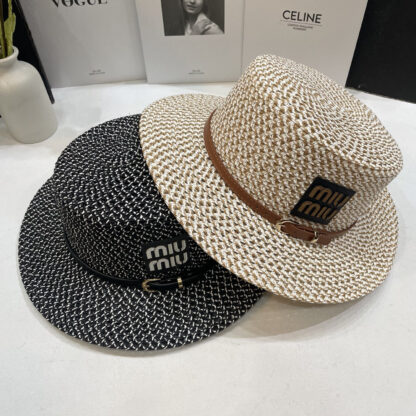 Miu Miu hollow hat flat top straw hat - Image 7