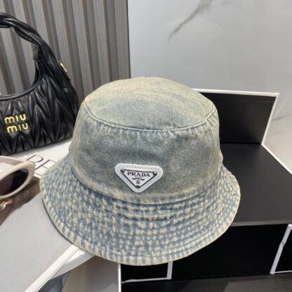 Prada washed soft denim bucket hat for men and women - Image 6