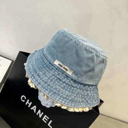 Miu Miu Denim Bucket Hat for Men and Women - Image 7