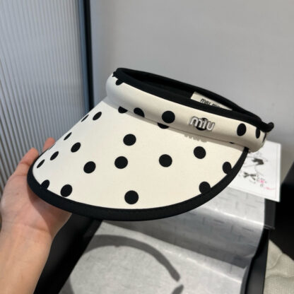 Miu Miu stylish polka dot hollow top headband sun hat - Image 6