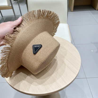 Prada new flat top tassel straw hat - Image 6