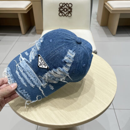 Prada denim inverted triangle baseball cap - Image 6