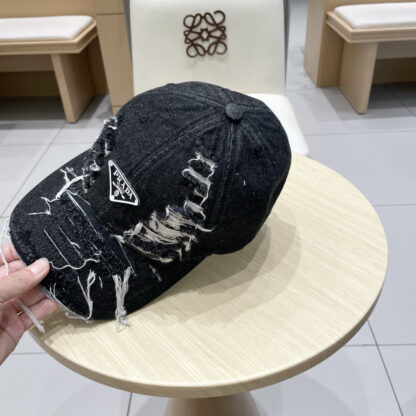Prada denim inverted triangle baseball cap - Image 6