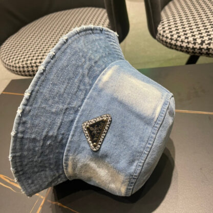 Prada Denim Triangle Bucket Hat - Image 6