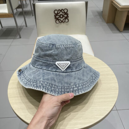 Prada new washed distressed denim bucket hat - Image 6