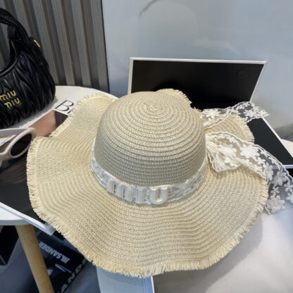 Miu Miu casual lace ribbon straw hat - Image 7