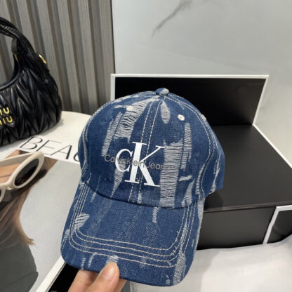 Calvin Kleinf washed distressed denim baseball cap - Image 6