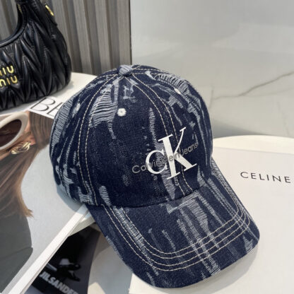 Calvin Kleinf washed distressed denim baseball cap - Image 6