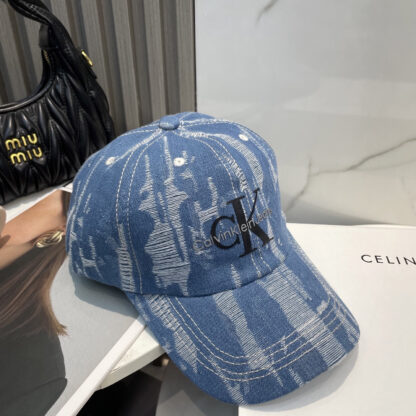 Calvin Kleinf washed distressed denim baseball cap - Image 6