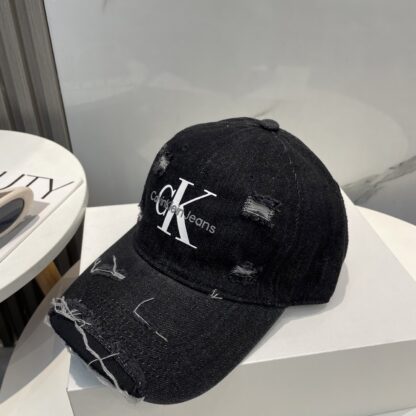 Calvin Kleinf washed distressed denim baseball cap - Image 6