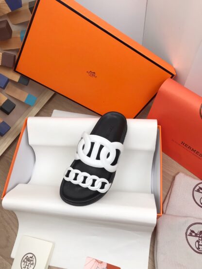 Hermès white spring and summer new charm slippers - Image 6