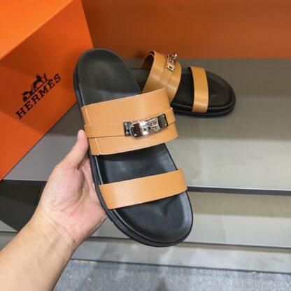 Hermes summer orange high-end comfortable slippers - Image 6