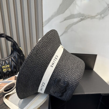 Celine simple raffia densely woven straw hat - Image 6